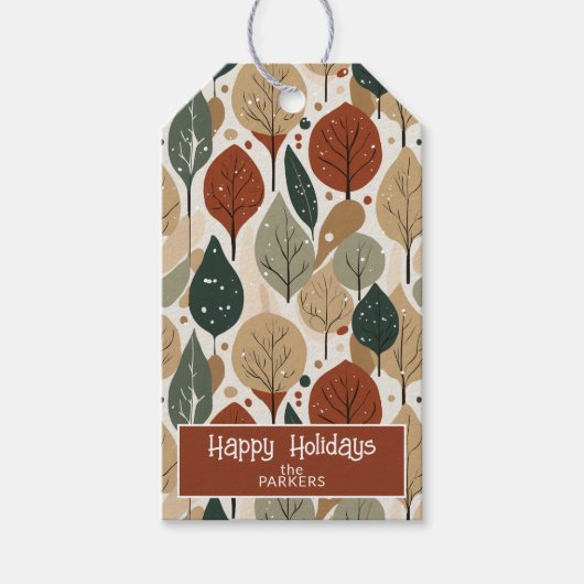 Earth Tones Kerstpatroon # 5 ID1009 Cadeaulabel (Voorkant)