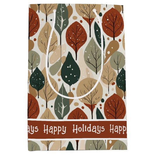 Earth Tones Kerstpatroon # 5 ID1009 Medium Cadeauzakje (Voorkant)