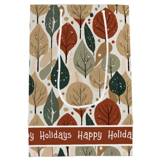 Earth Tones Kerstpatroon # 5 ID1009 Medium Cadeauzakje (Achterkant)