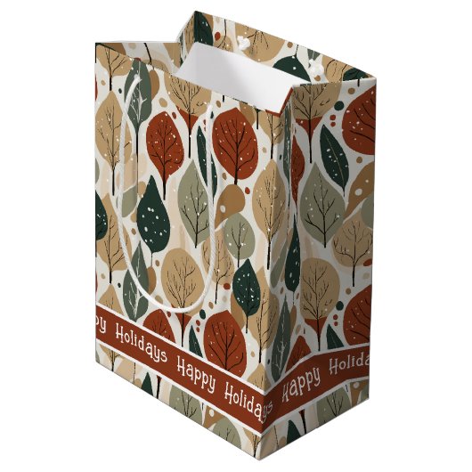 Earth Tones Kerstpatroon # 5 ID1009 Medium Cadeauzakje (Achterkant Gekanteld)