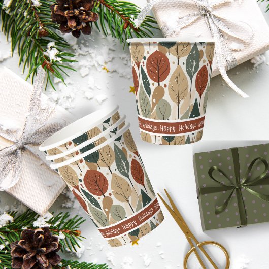 Earth Tones Kerstpatroon # 5 ID1009 Papieren Bekers