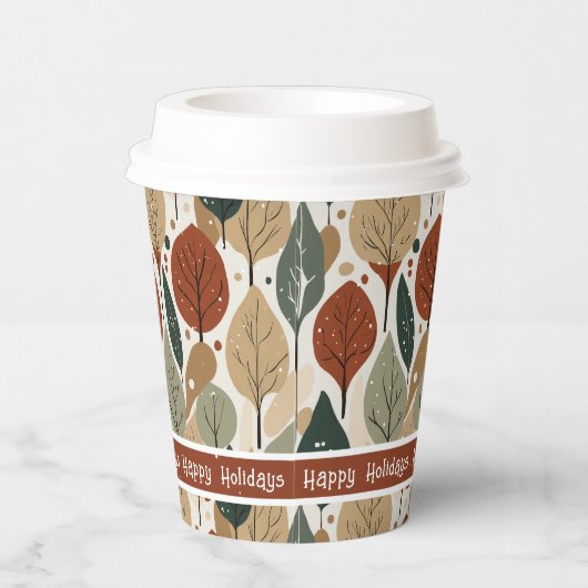 Earth Tones Kerstpatroon # 5 ID1009 Papieren Bekers (Rechts)