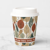 Earth Tones Kerstpatroon # 5 ID1009 Papieren Bekers (Voorkant)