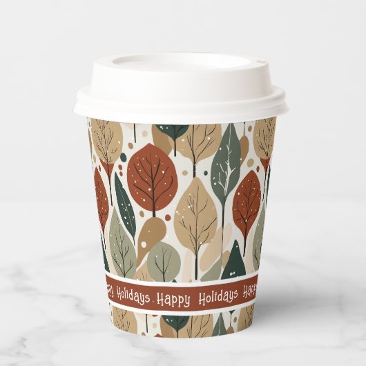 Earth Tones Kerstpatroon # 5 ID1009 Papieren Bekers (Voorkant)