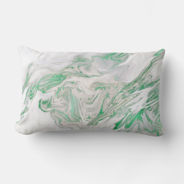 Earth Tones Mint Green Grey White Marmer Kussen (Voorkant)