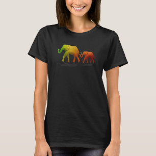 Earth Tones Moeder en Baby Elephant T-shirt