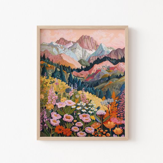 Earth Tones Mountain Wildflower Schilderij 16x20" Poster