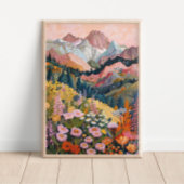 Earth Tones Mountain Wildflower Schilderij 24x36" Poster