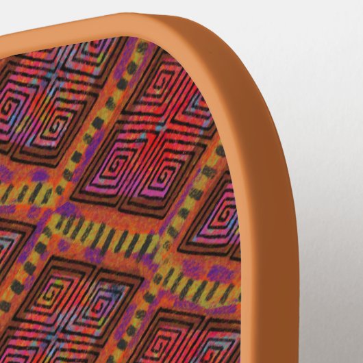 Earth Tones Mud Cloth Geïnspireerd patroon Pickleball Paddle (Links Detail)