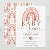 Earth Tones Rainbow Baby shower Invitation Kaart (Voorkant / Achterkant)