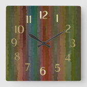 Earth Tones Techno Streaks Vierkante Klok (Voorkant)