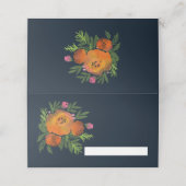 Earth Tones Verbrand Sinaasappel Navy Bloemen Trou Plaatskaartje (Buitenkant ongevouwen)