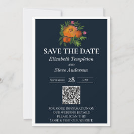 Earth Tones Verbrand Sinaasappel Navy Bloemen Trou Save The Date