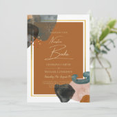 Earth Tones Wedding Terracotta Green Gold Abstract Kaart (Staand voorkant)