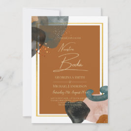 Earth Tones Wedding Terracotta Green Gold Abstract Kaart