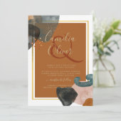 Earth Tones Wedding Terracotta Green Gold Abstract Kaart (Staand voorkant)