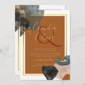 Earth Tones Wedding Terracotta Green Gold Abstract Kaart (Voorkant / Achterkant)