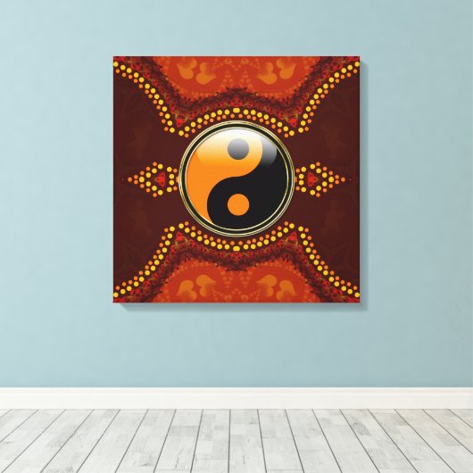 Earth Tribal New age Yin Yang Wrapped Canvas Afdruk (Insitu (Houten vloer))