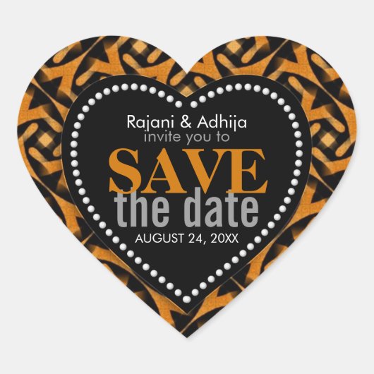 Earth Tribal Wedding Save the Date Heart Sticker (Voorkant)