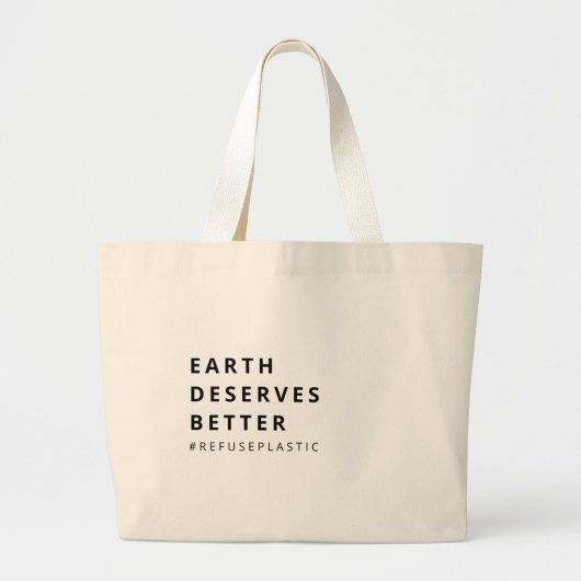 EARTH VERDIENT BETER PLASTIC Eco-Friendly WEIGEREN Grote Tote Bag (Voorkant)
