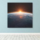 Earth View From Space | Blue Planet Astronaut  Canvas Afdruk (Insitu (Houten vloer))