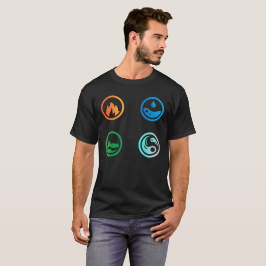 Earth Water Fire Air De Vier Elementen T Shirt (Voorkant volledig)