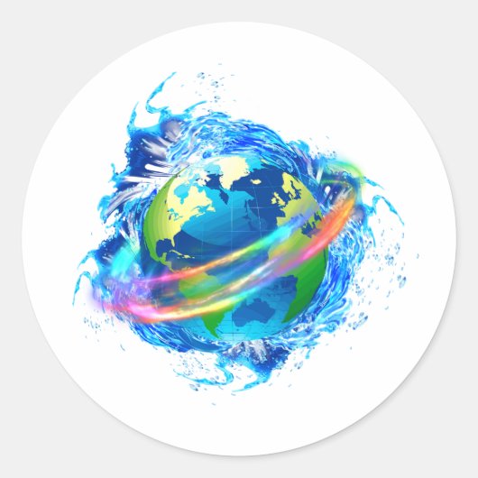 Earth & Water Ronde Sticker (Voorkant)