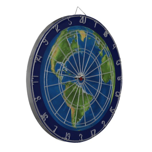 Earth Wereldbol en Ship on Blue Dartbord (Voorkant Links)