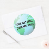 Earth Wereldbol Map Tekst toevoegen Ronde Sticker (Envelop)