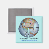 Earth Wereldbol Puzzel Magneet (Voorkant / Achterkant)