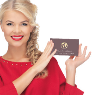 Earth Wereldbol Word Map Travel Agency QRCode Gold Visitekaartje