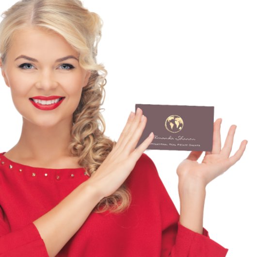 Earth Wereldbol Word Map Travel Agency QRCode Gold Visitekaartje