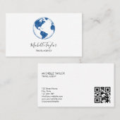 Earth Wereldbol Word Map Travel Agent QR Code Visitekaartje (Voorkant / Achterkant)