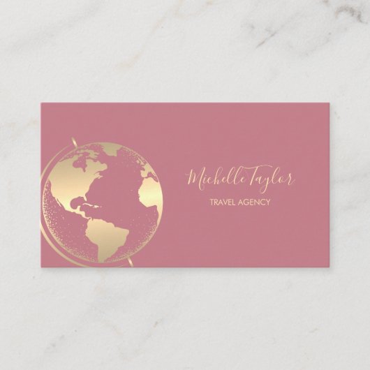 Earth Wereldbol Word Map Travel Agent QR Code Visitekaartje (Voorkant)