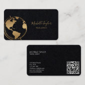 Earth Wereldbol Word Map Travel Agent QR Code Visitekaartje (Voorkant / Achterkant)