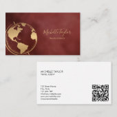 Earth Wereldbol Word Map Travel Agent QR Code Visitekaartje (Voorkant / Achterkant)