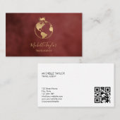 Earth Wereldbol Word Map Travel Agent QR Code Visitekaartje (Voorkant / Achterkant)