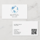 Earth Wereldbol Word Map Travel Agent QR Code Visitekaartje (Voorkant / Achterkant)