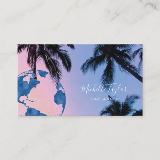 Earth Wereldbol Word Map Travel Agent QR Code Visitekaartje (Voorkant)