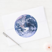Earth Wereldbol World Blue Ronde Sticker (Envelop)
