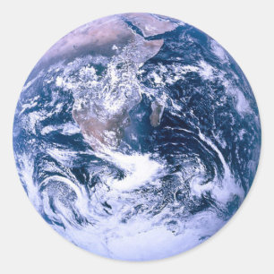 Earth Wereldbol World Blue Ronde Sticker
