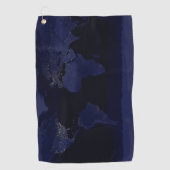 Earth Wereldkaart Stadslampen bij Nacht Satelliet Golfhanddoek (Voorkant)