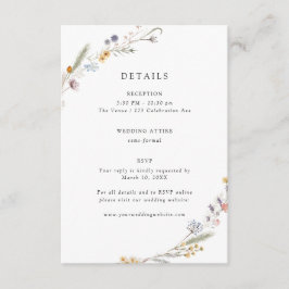 Earth Wildflower Wedding Details Informatiekaartje