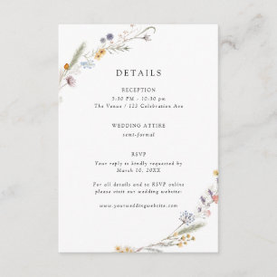 Earth Wildflower Wedding Details Informatiekaartje