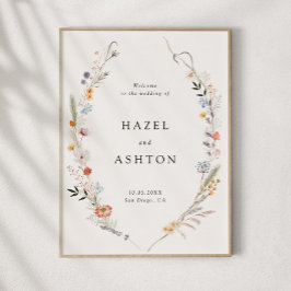 Earth Wildflower Wedding Downloadbaar Welkom Poster