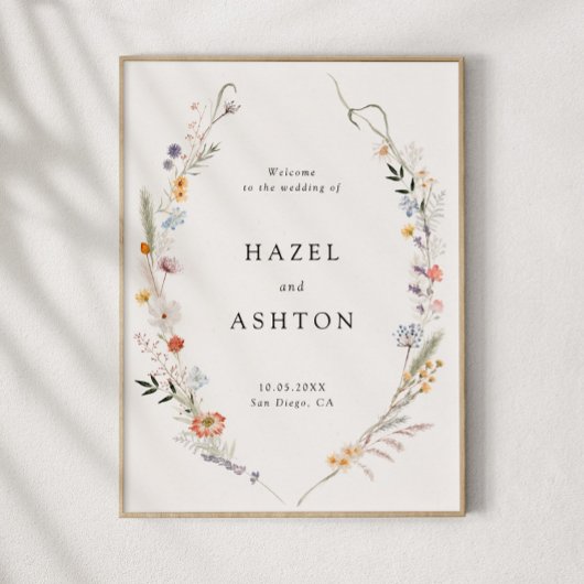 Earth Wildflower Wedding Downloadbaar Welkom Poster