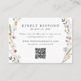 Earth Wildflower Wedding QR Code RSVP Informatiekaartje