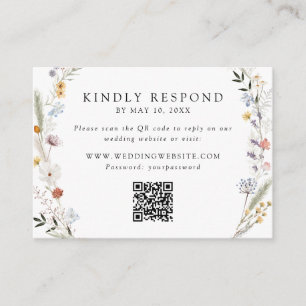 Earth Wildflower Wedding QR Code RSVP Informatiekaartje