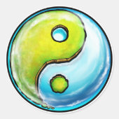 Earth Yin-Yang Ronde Sticker (Voorkant)