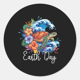 Earth Zee Turtle Art Earth Day 2025 Herstel Save T Ronde Sticker